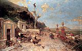 Franz Richard Unterberger Canvas Paintings - La Strada Monreale, Palermo